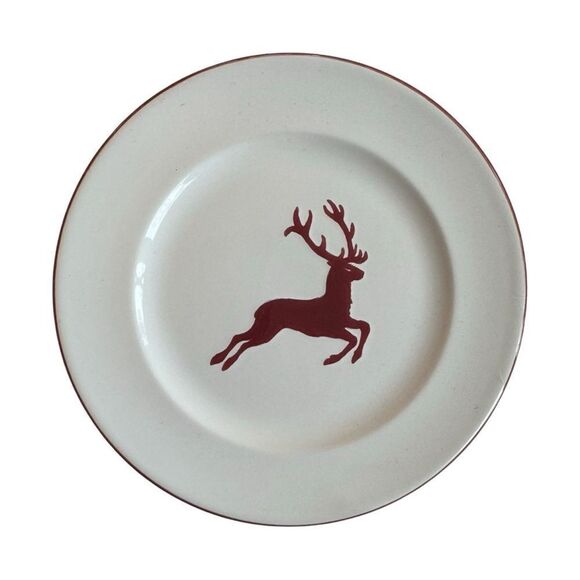 Bordeaux Wine Red Deer Gourmet Breakfast Plate 8 5/8” Gmundner Keramik Rare NWT